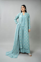 EMBROIDERED & SHEESHA WORK COTTON KARANDI 3 PCS (UNSTITCHED)