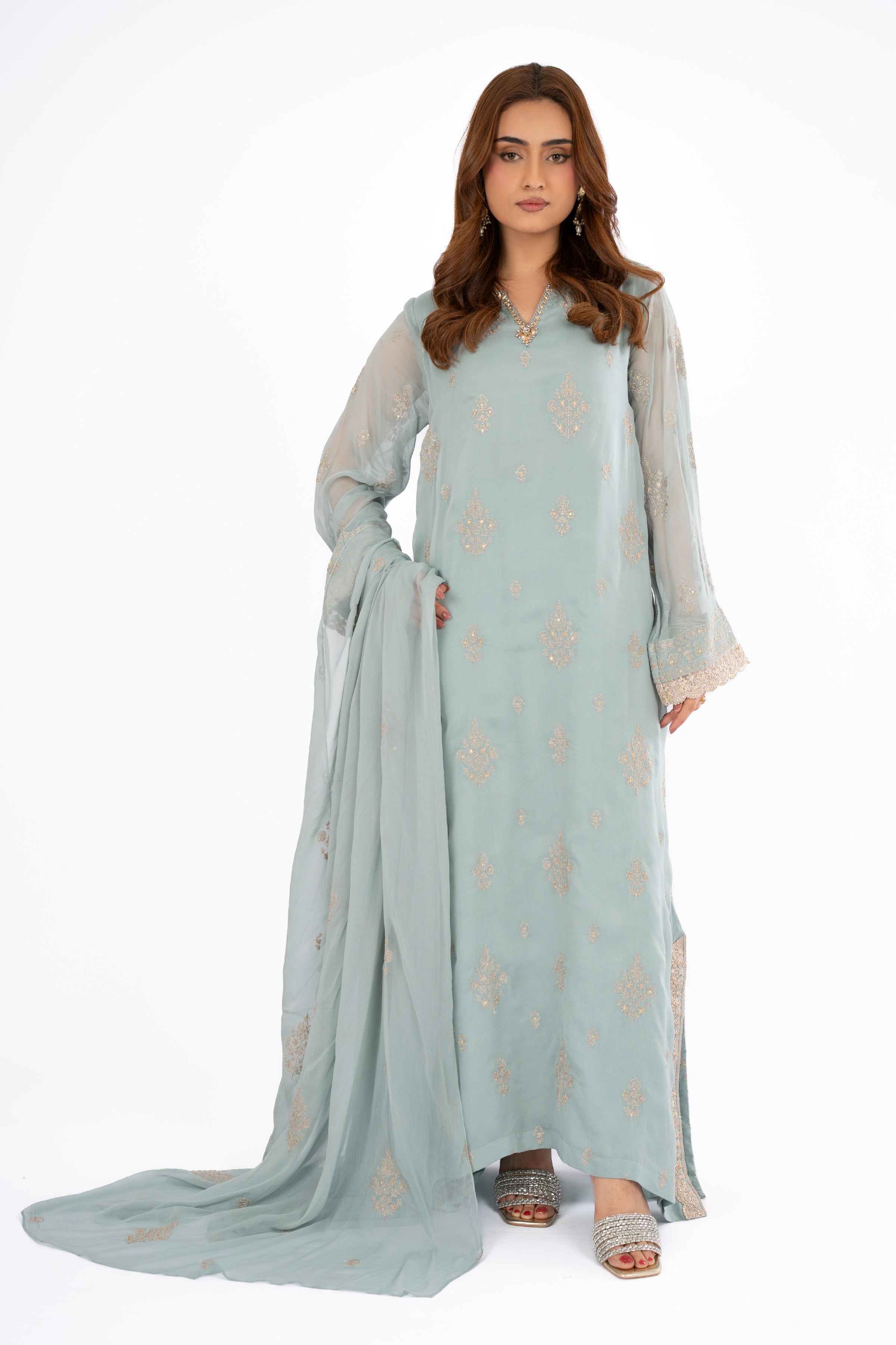 sachin and babi light blue dress Chiffon Dresses Online main image 0