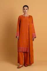 EMBROIDERED & EMBELISHED COTTON KARANDI 3 PCS (UNSTITCHED)