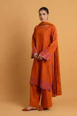EMBROIDERED & EMBELISHED COTTON KARANDI 3 PCS (UNSTITCHED)