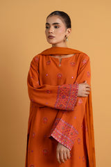 EMBROIDERED & EMBELISHED COTTON KARANDI 3 PCS (UNSTITCHED)