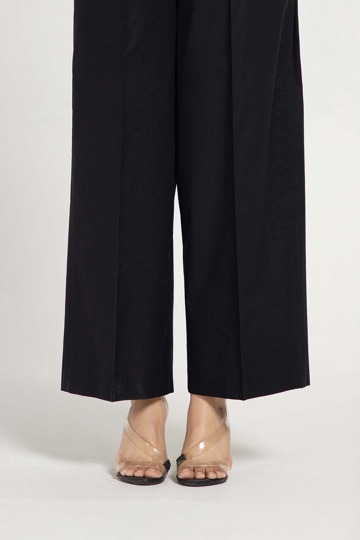 Black Printed Cambric Straight Fit Trouser PS3556