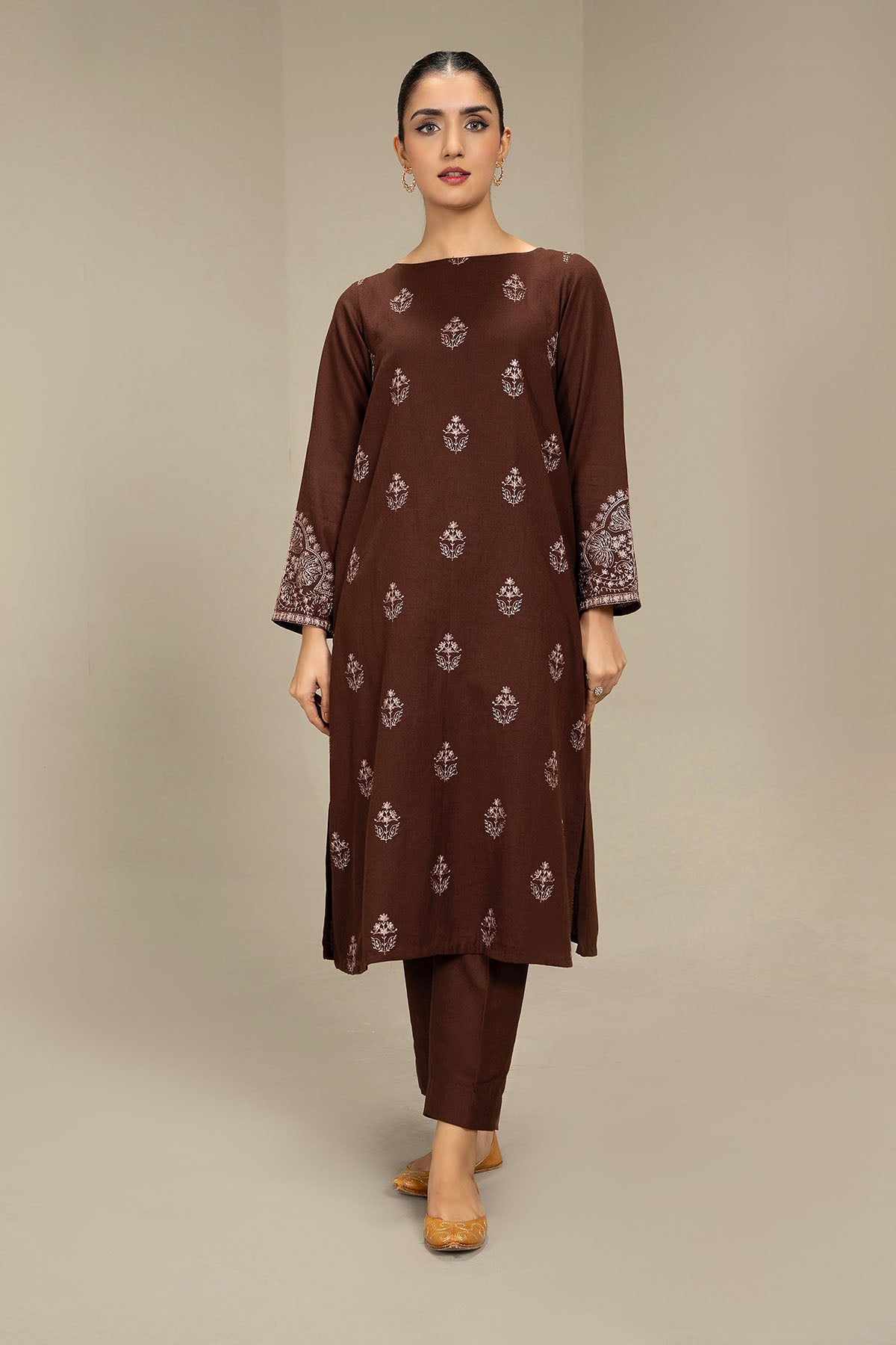 Divinely Crafted Pret Embroidered Silk Karandi 2 Piece Muse Black