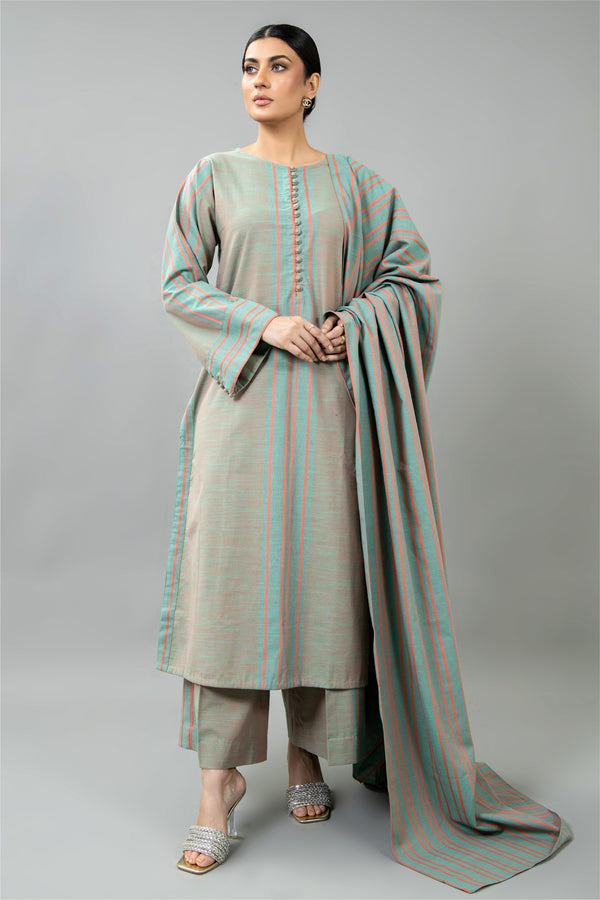 PRET SOLID YARN DYED STRIP KHADDAR 3 PCS