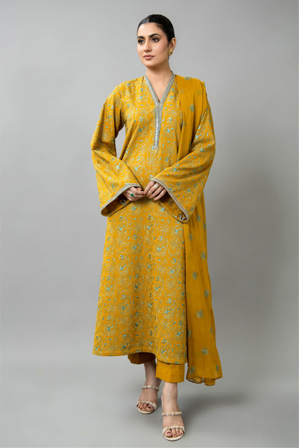 EMBROIDERED COTTON KARANDI 3 PCS (UNSTITCHED)