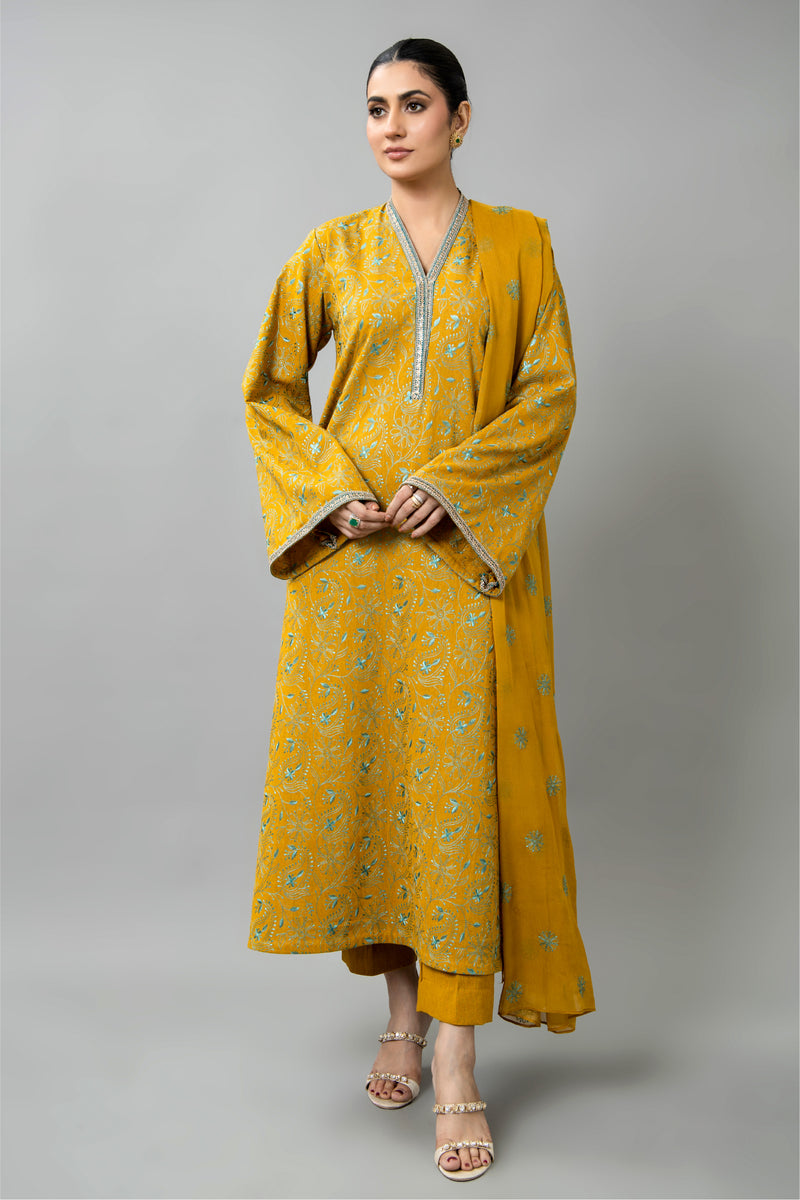 EMBROIDERED COTTON KARANDI 3 PCS (UNSTITCHED)