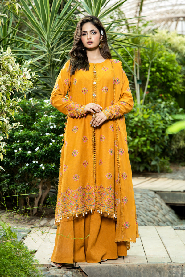 EMBROIDERED COTTON KARANDI 3 PCS (UNSTITCHED)