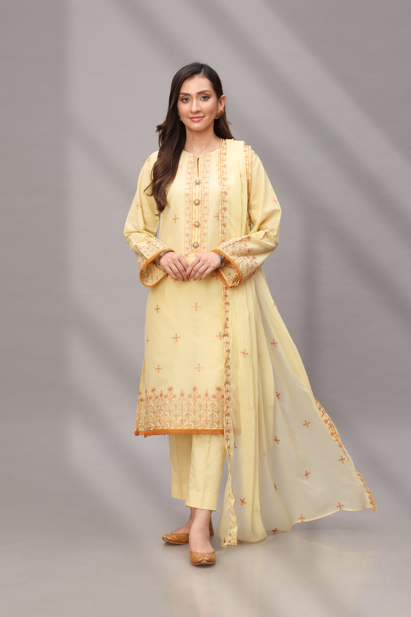 EMBROIDERED LAWN 3 PCS (UNSTICHED)