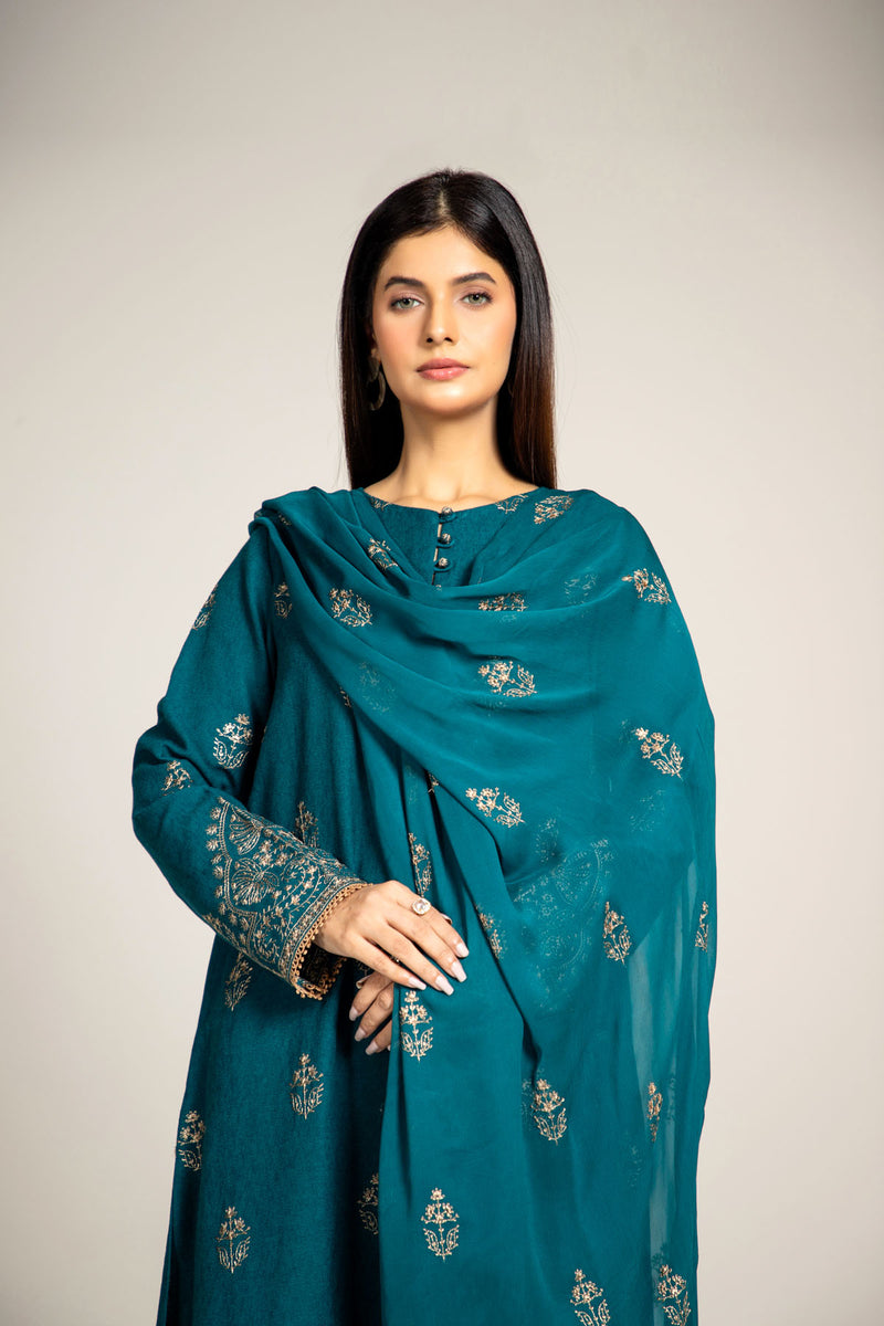 EMBROIDERED COTTON KARANDI  3 PCS (UNSTITCHED)