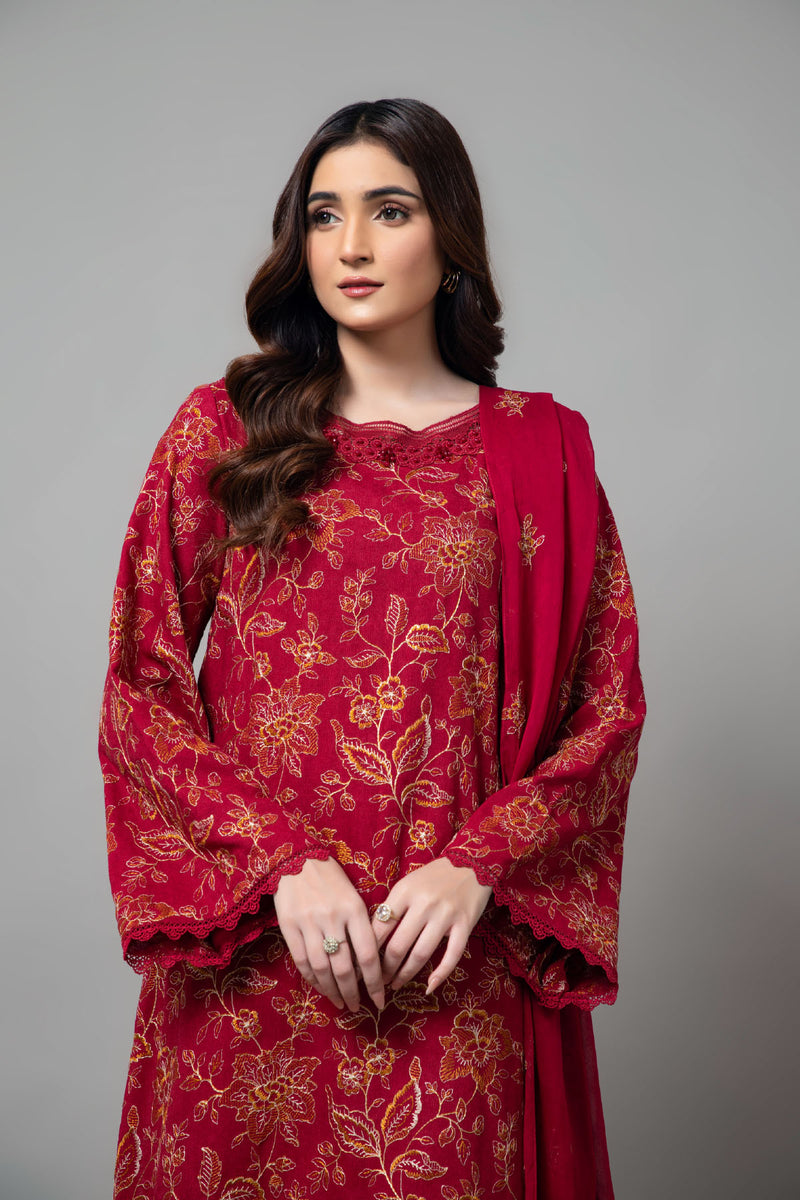 EMBROIDERED COTTON KARANDI  3 PCS (UNSTITCHED)