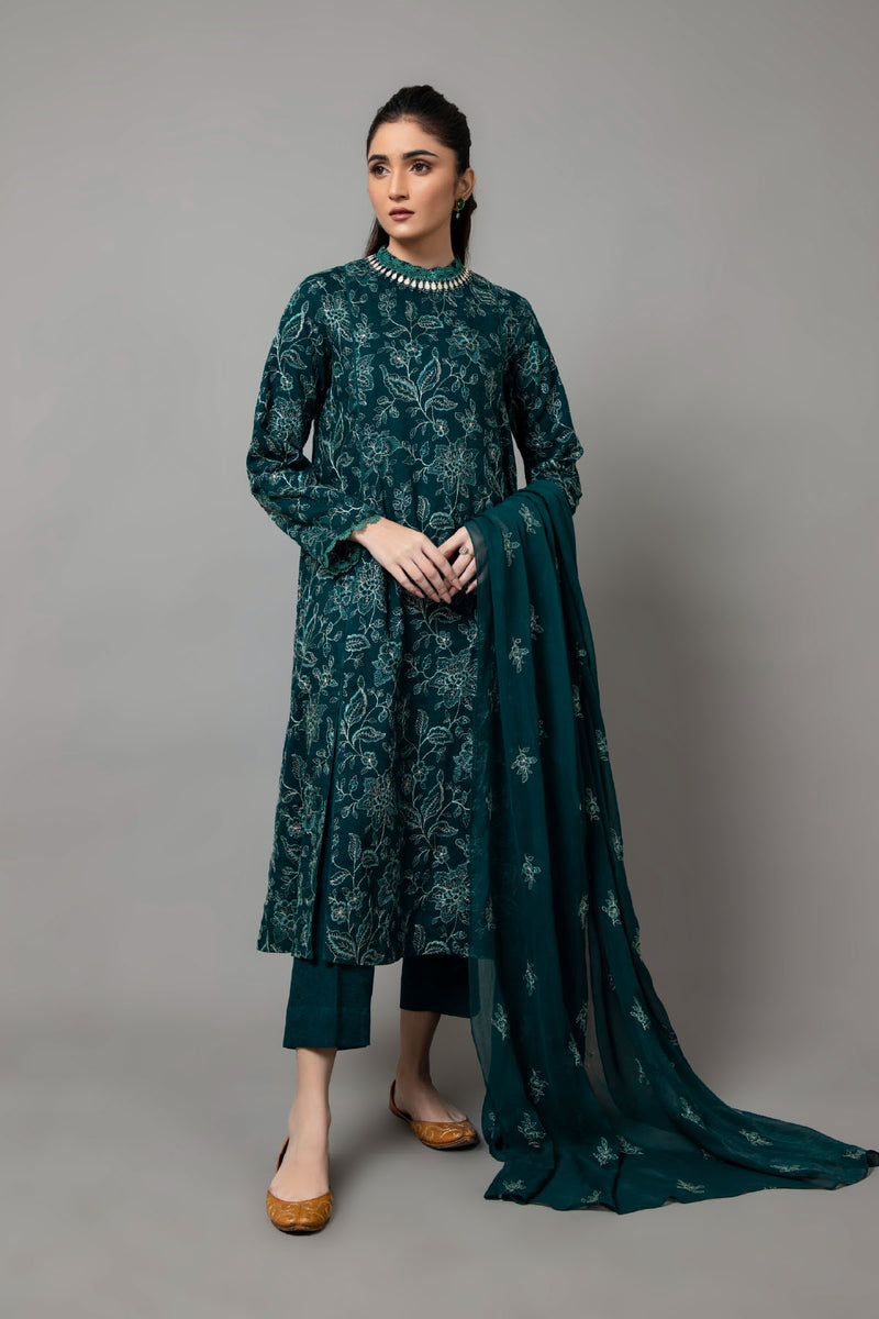 EMBROIDERED COTTON KARANDI 3 PCS (UNSTITCHED)