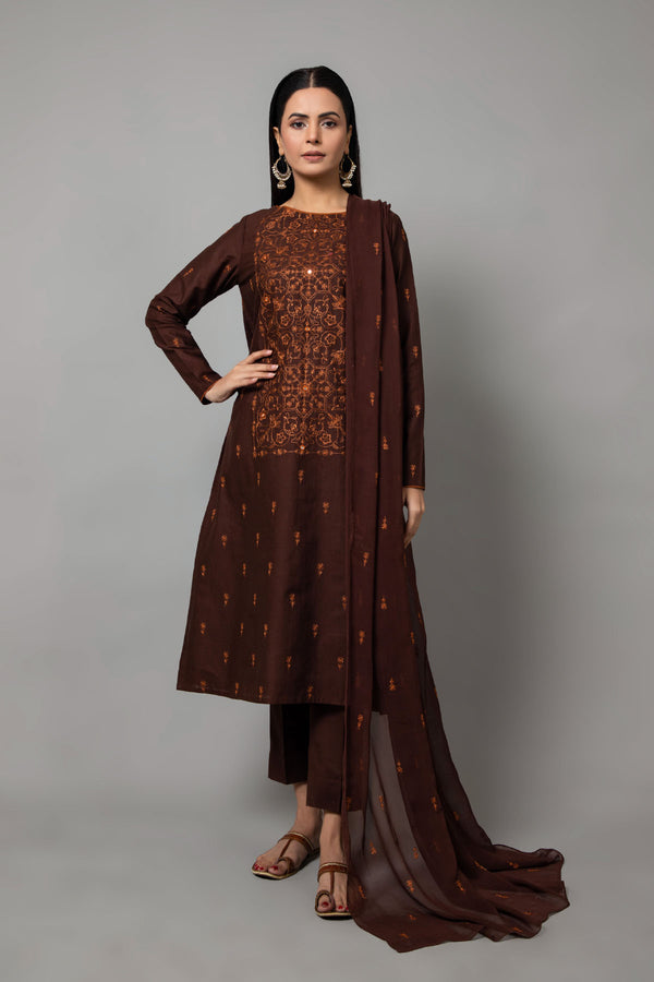 EMBROIDERED SLUB KHADDAR 3 PCS (UNSTITCHED)