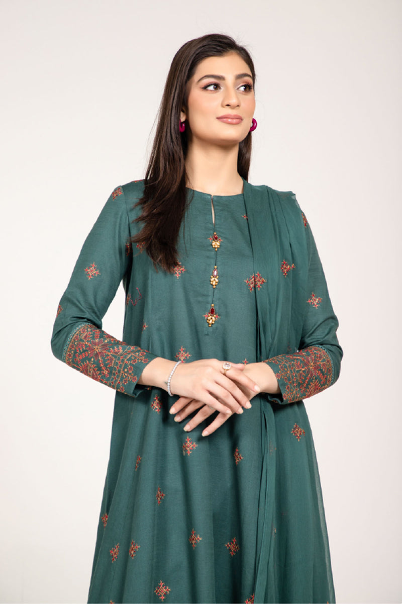 EMBROIDERED SLUB KHADDAR  3 PCS (UNSTITCHED)