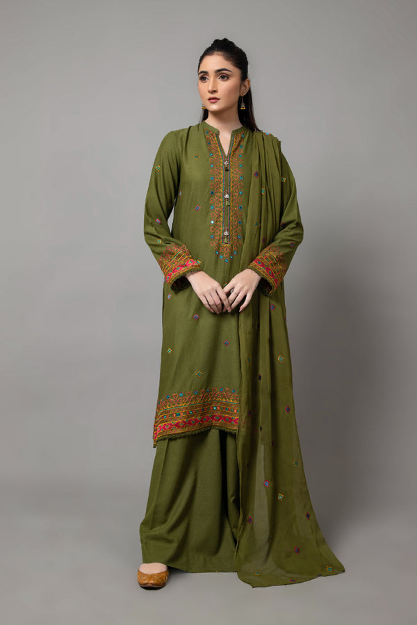 EMBROIDERED KARANDI LAWN 3 PCS (UNSTITCHED)