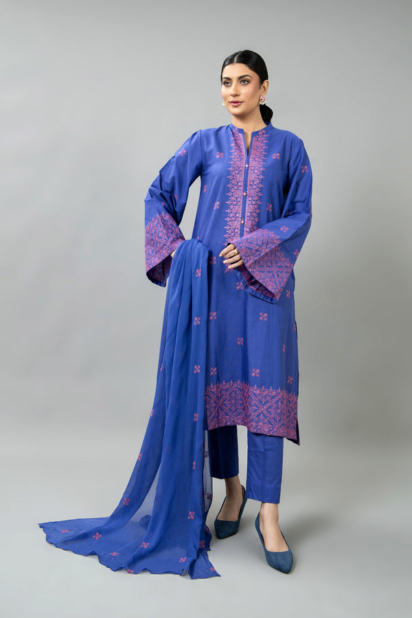 EMBROIDERED SLUB KHADDAR 3 PCS (UNSTITCHED)