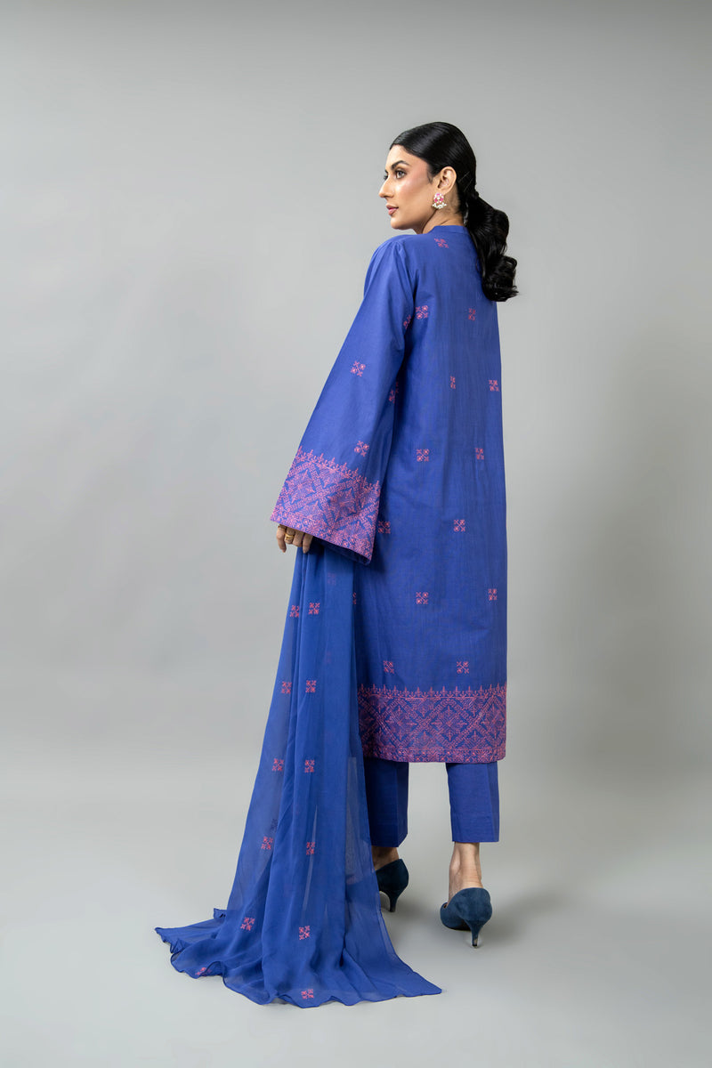EMBROIDERED SLUB KHADDAR 3 PCS (UNSTITCHED)