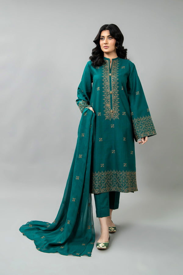EMBROIDERED SLUB KHADDAR 3 PCS (UNSTITCHED)