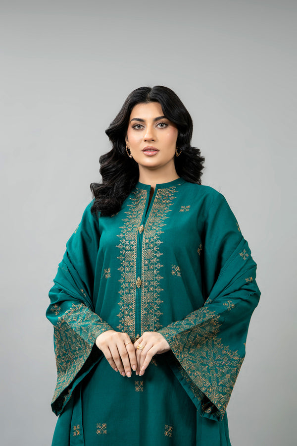 EMBROIDERED SLUB KHADDAR 3 PCS (UNSTITCHED)
