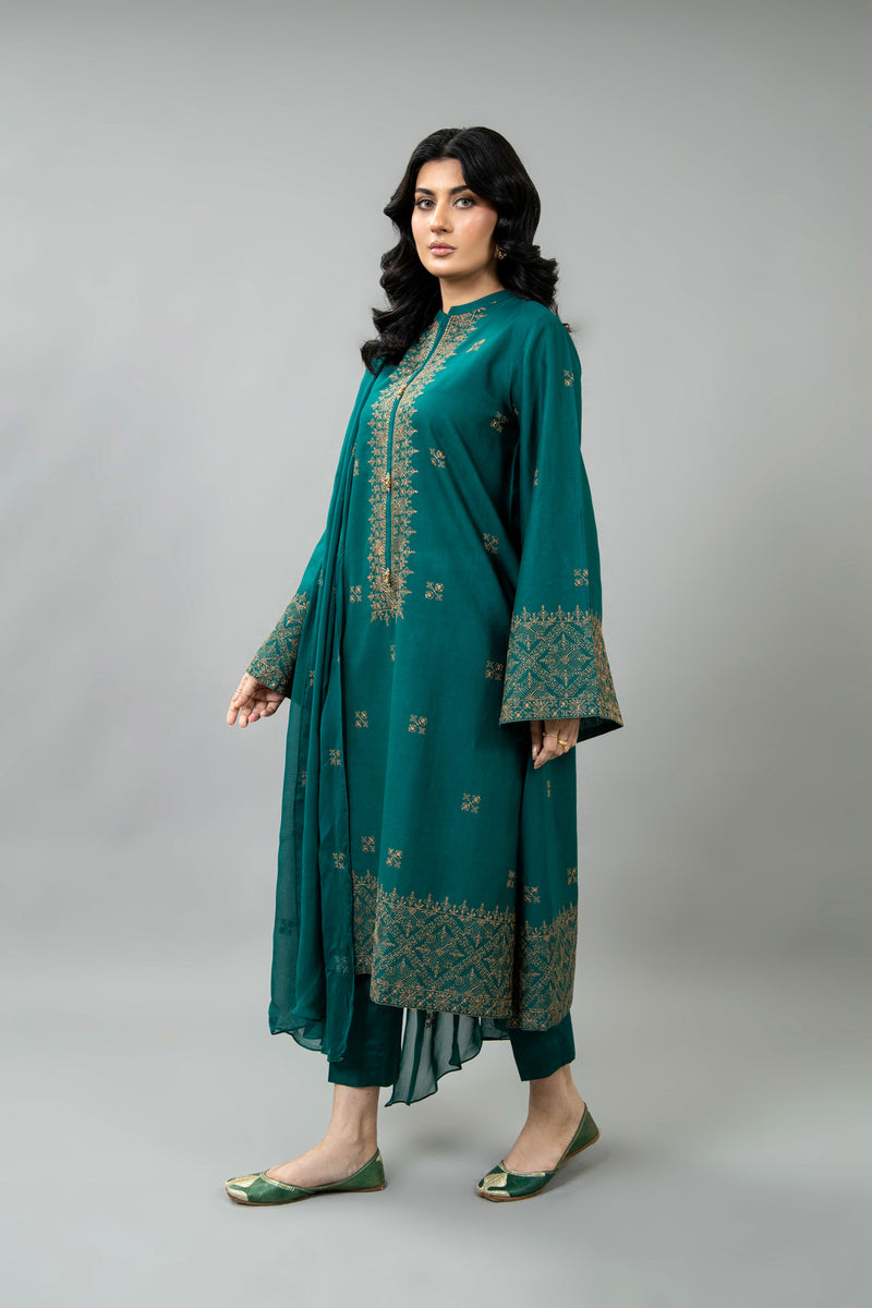 EMBROIDERED SLUB KHADDAR 3 PCS (UNSTITCHED)