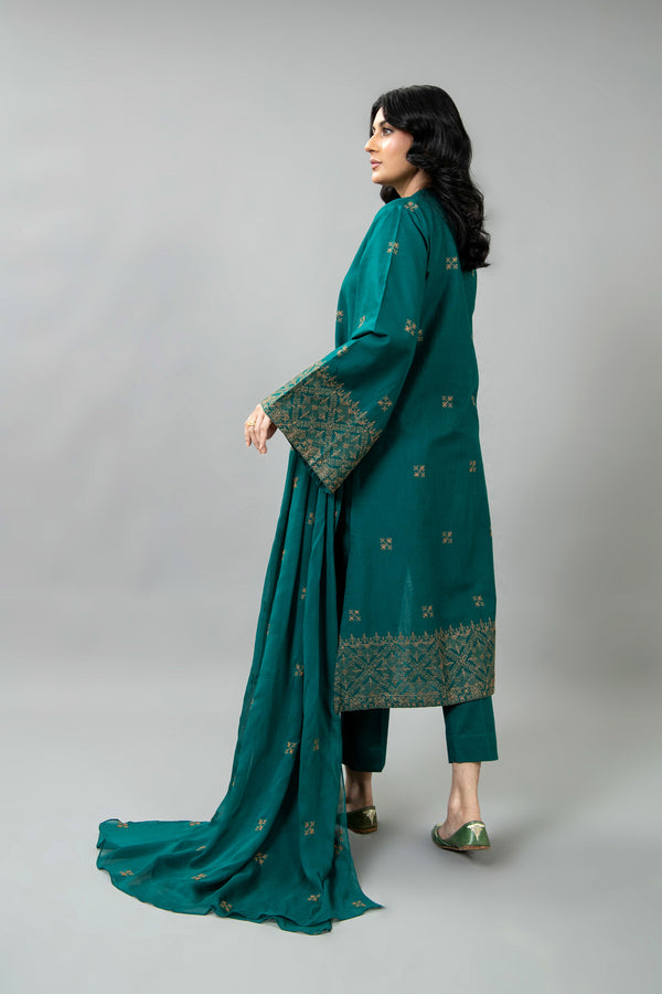 EMBROIDERED SLUB KHADDAR 3 PCS (UNSTITCHED)