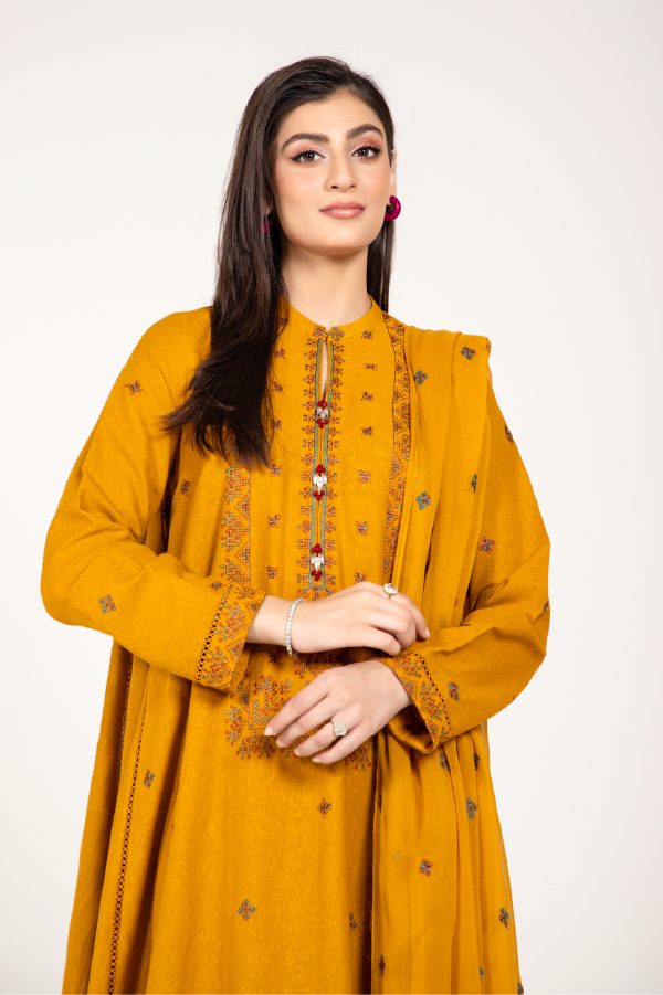 EMBROIDERED COTTON KARANDI  3 PCS (UNSTITCHED)