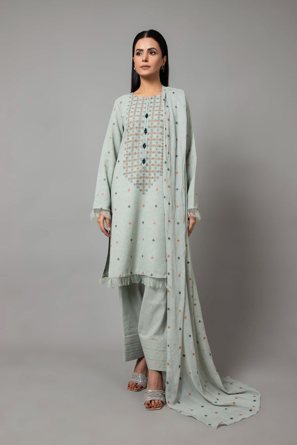 EMBROIDERED COTTON KARANDI  3 PCS (UNSTITCHED)