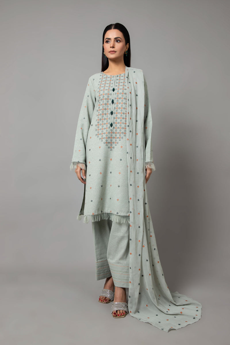 EMBROIDERED COTTON KARANDI  3 PCS (UNSTITCHED)