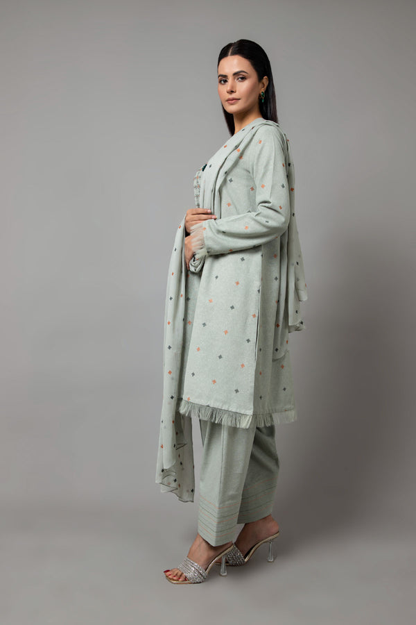 EMBROIDERED COTTON KARANDI  3 PCS (UNSTITCHED)