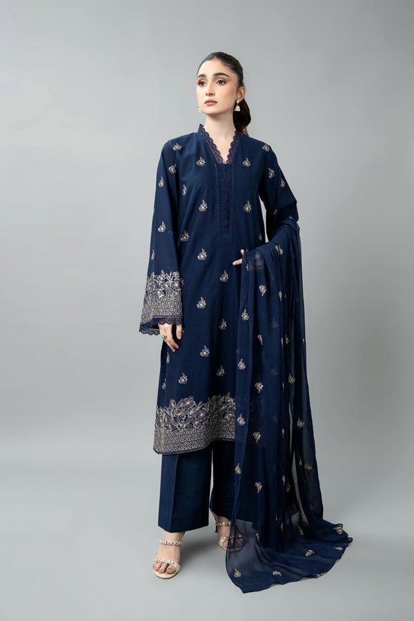 EMBROIDERED SLUB KHADDAR 3 PCS (UNSTITCHED)