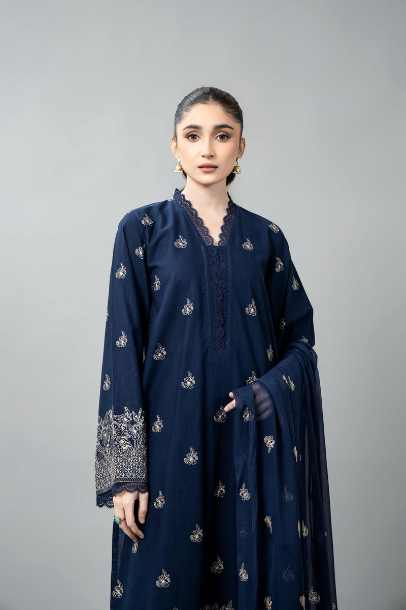 EMBROIDERED SLUB KHADDAR 3 PCS (UNSTITCHED)