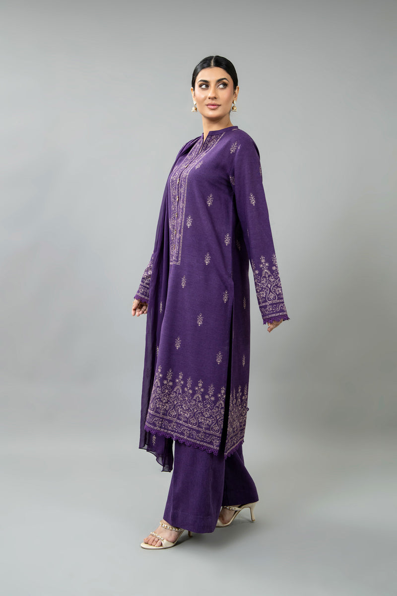EMBROIDERED COTTON KARANDI 3 PCS (UNSTITCHED)