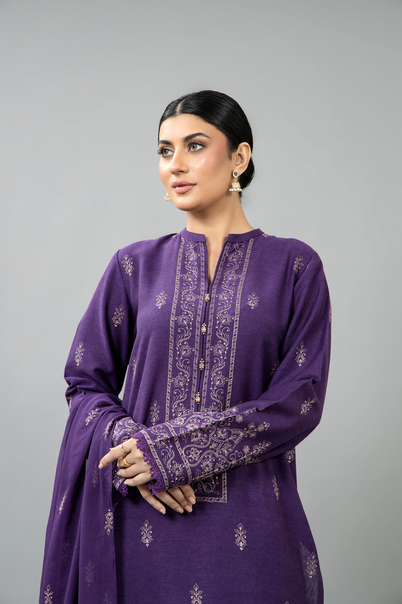 EMBROIDERED COTTON KARANDI 3 PCS (UNSTITCHED)