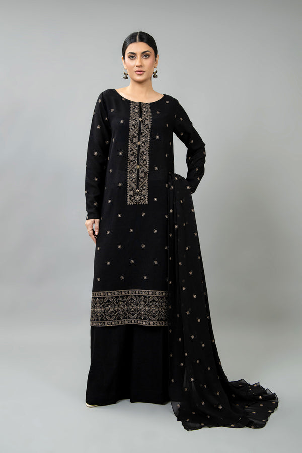EMBROIDERED COTTON KARANDI 3 PCS (UNSTITCHED)
