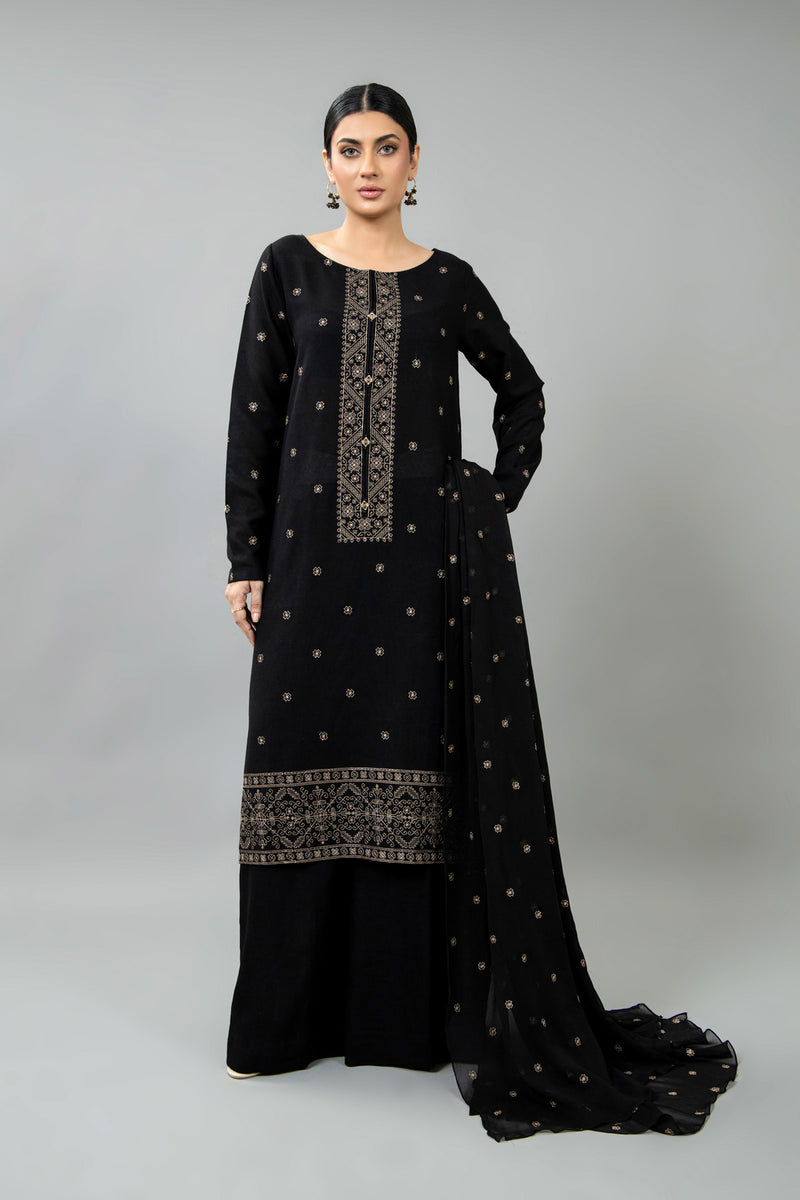 EMBROIDERED COTTON KARANDI 3 PCS (UNSTITCHED)