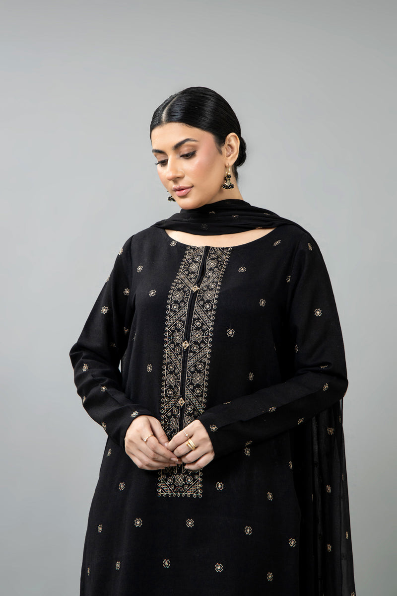 EMBROIDERED COTTON KARANDI 3 PCS (UNSTITCHED)