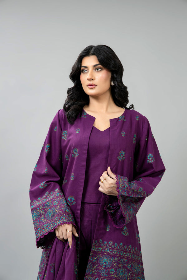 EMBROIDERED SLUB KHADDAR 3 PCS (UNSTITCHED)