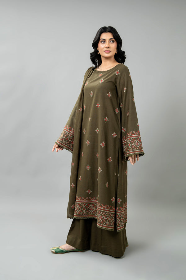 EMBROIDERED SLUB KHADDAR 3 PCS (UNSTITCHED)