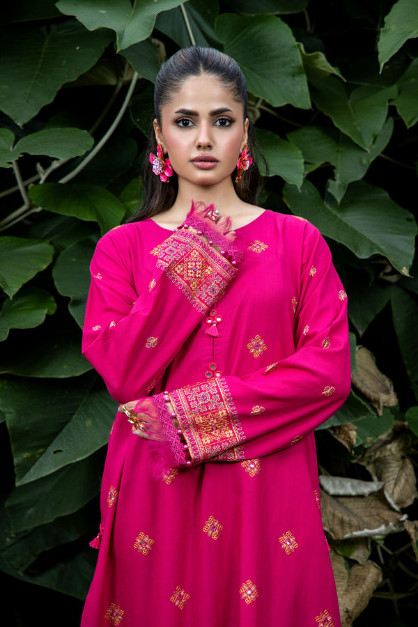 EMBROIDERED & SHEESHA WORK SLUB KHADDAR 2 PCS (UNSTITCHED)