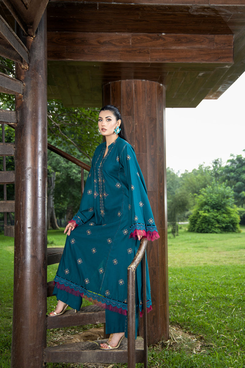 EMBROIDERED & SHEESHA WORK SLUB KHADDAR 2 PCS (UNSTITCHED)