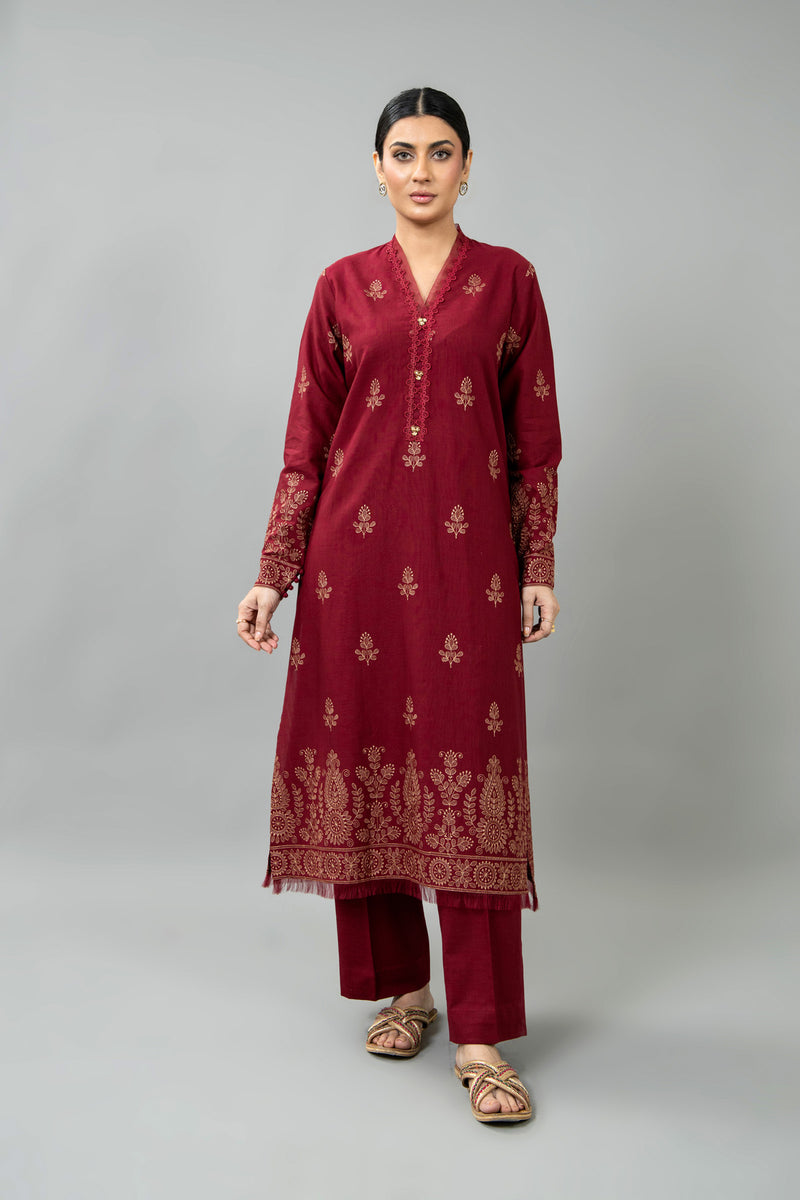 EMBROIDERED SLUB KHADDAR 2 PCS (UNSTITCHED)