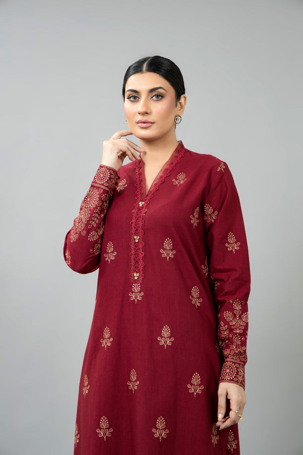 EMBROIDERED SLUB KHADDAR 2 PCS (UNSTITCHED)