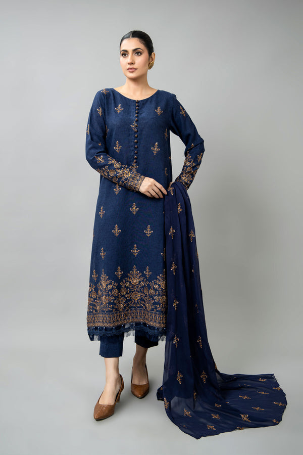 EMBROIDERED COTTON KARANDI 3 PCS (UNSTITCHED)