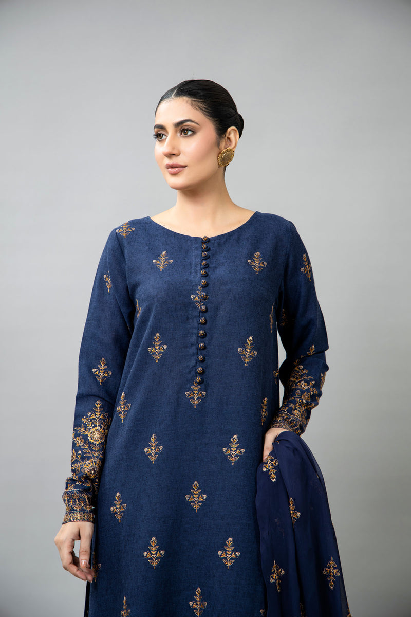 EMBROIDERED COTTON KARANDI 3 PCS (UNSTITCHED)