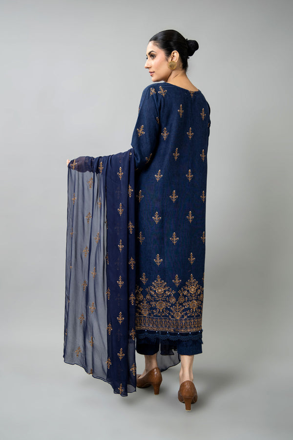 EMBROIDERED COTTON KARANDI 3 PCS (UNSTITCHED)