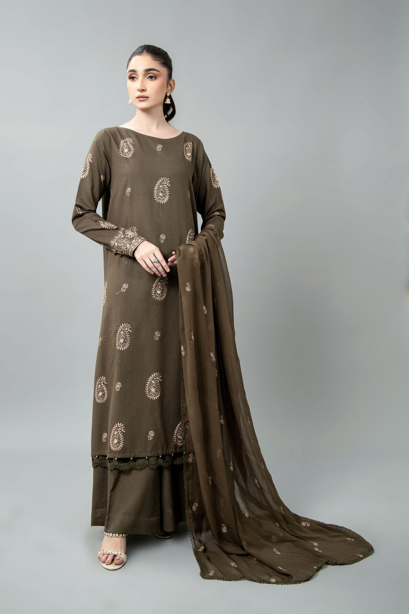 EMBROIDERED & SHEESHA WORK KARANDI LAWN 3 PCS (UNSTITCHED)