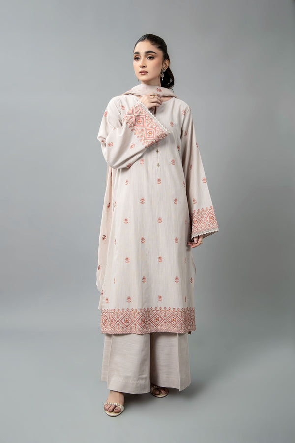 EMBROIDERED SLUB KHADDAR 3 PCS (UNSTITCHED)