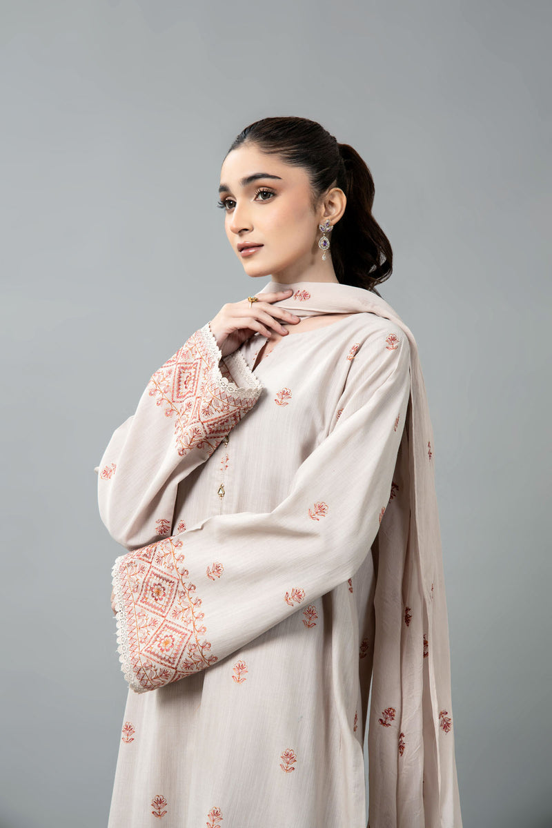 EMBROIDERED SLUB KHADDAR 3 PCS (UNSTITCHED)
