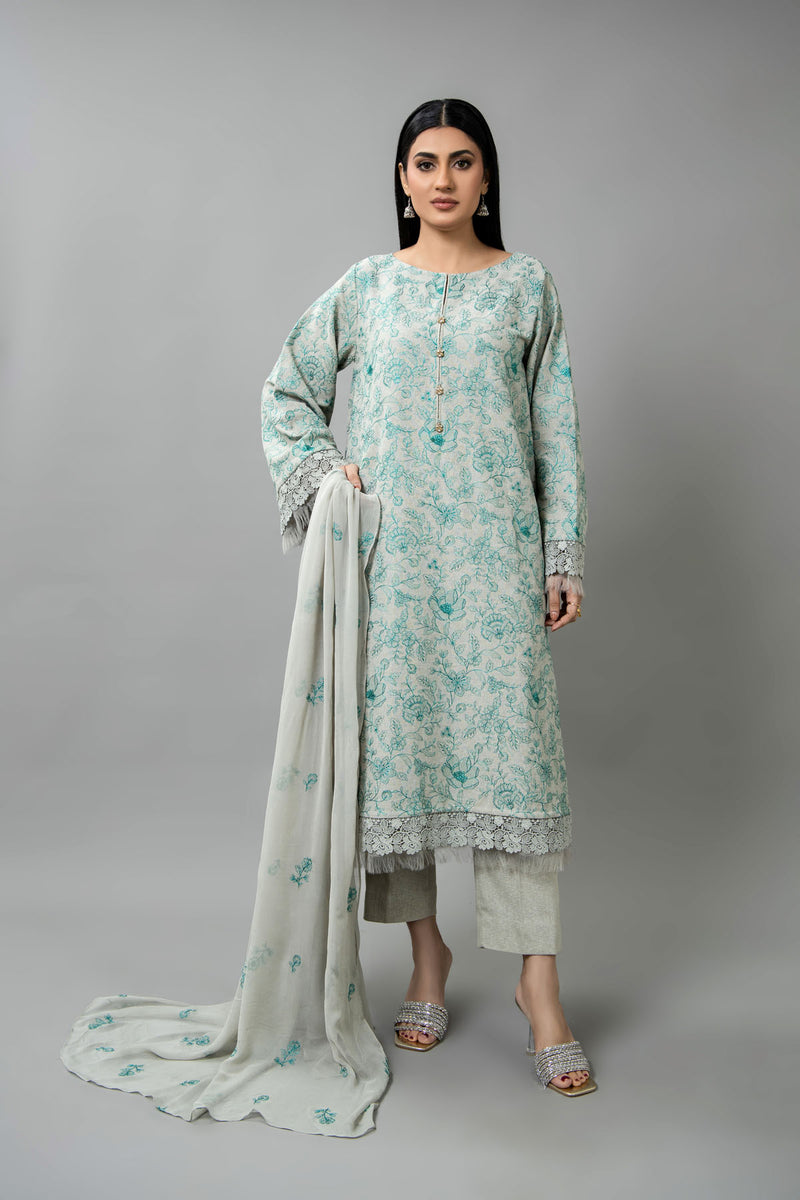 EMBROIDERED COTTON KARANDI 3 PCS (UNSTITCHED)