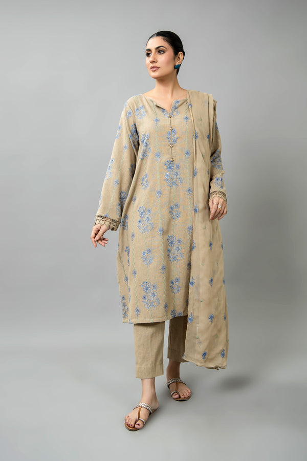 EMBROIDERED COTTON KARANDI 3 PCS (UNSTITCHED)