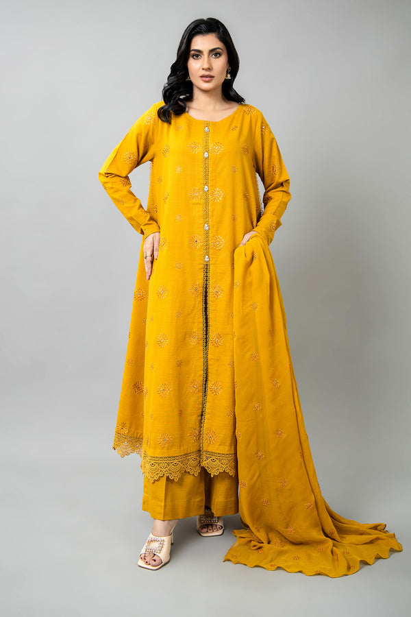 EMBROIDERED SLUB KHADDAR 3 PCS (UNSTITCHED)